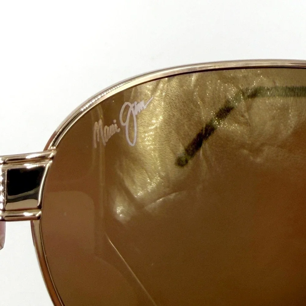 Maui Jim Mahina Sunglasses Gold Alloy Aviator Polarized Metal Frame MJ-229-16